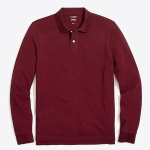 J. Crew Mens Large Long-sleeve piqué polo red